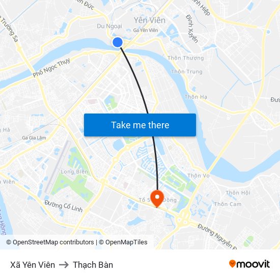 Xã Yên Viên to Thạch Bàn map