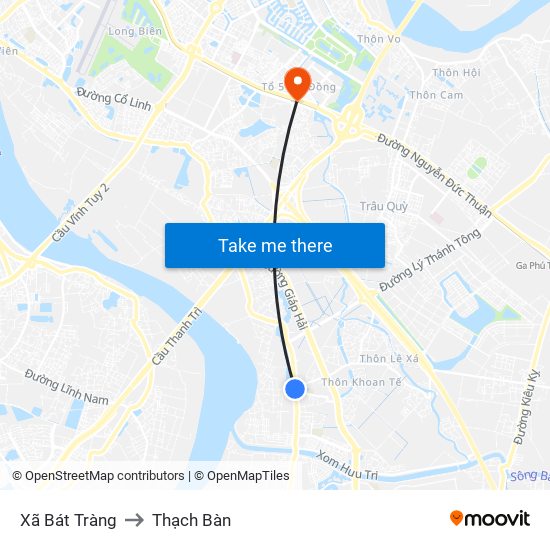 Xã Bát Tràng to Thạch Bàn map