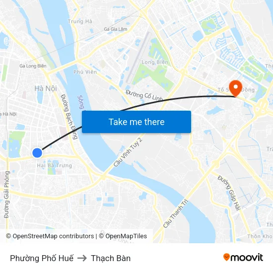 Phường Phố Huế to Thạch Bàn map