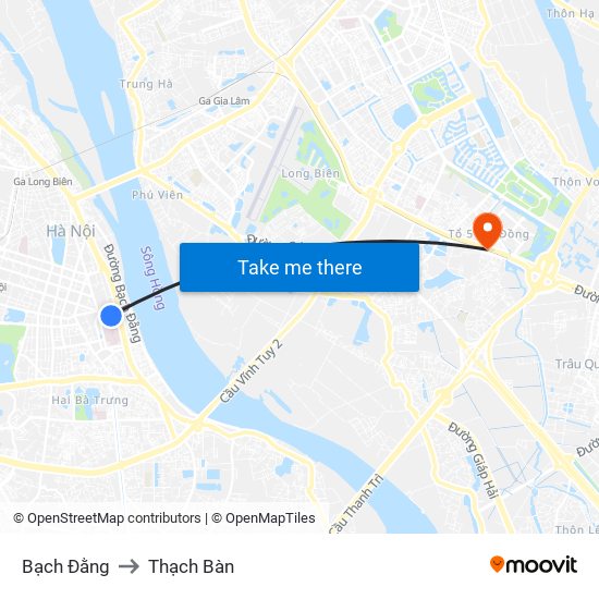 Bạch Đằng to Thạch Bàn map