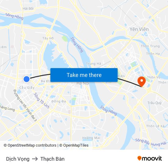 Dịch Vọng to Thạch Bàn map