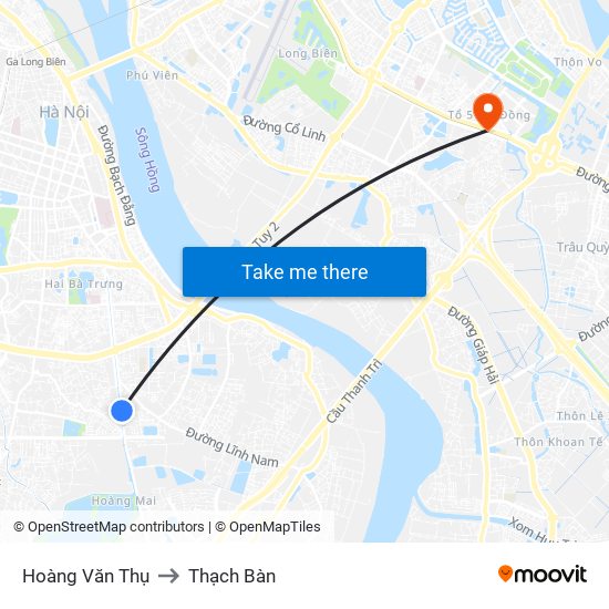 Hoàng Văn Thụ to Thạch Bàn map