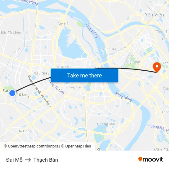 Đại Mỗ to Thạch Bàn map