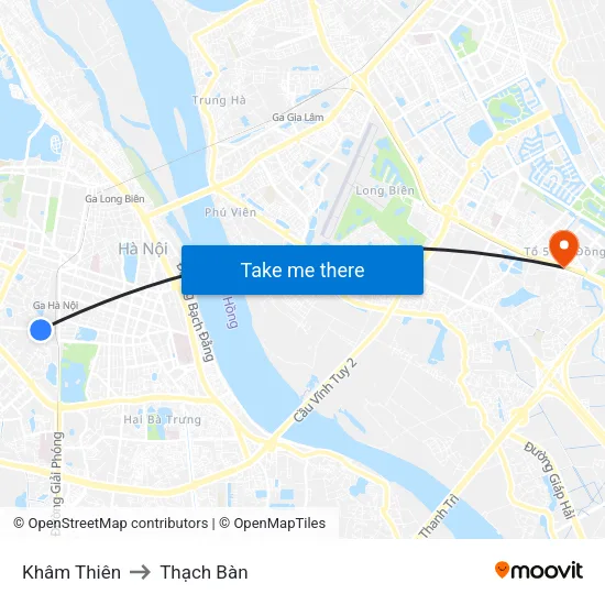 Khâm Thiên to Thạch Bàn map