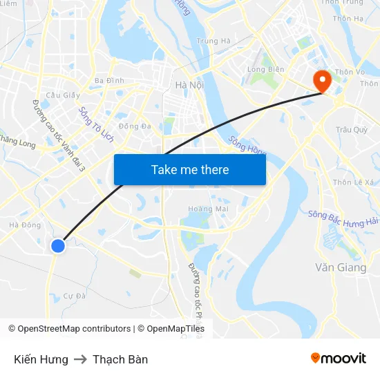 Kiến Hưng to Thạch Bàn map