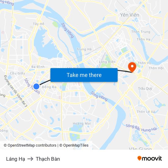 Láng Hạ to Thạch Bàn map