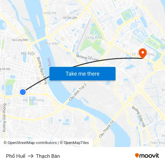 Phố Huế to Thạch Bàn map
