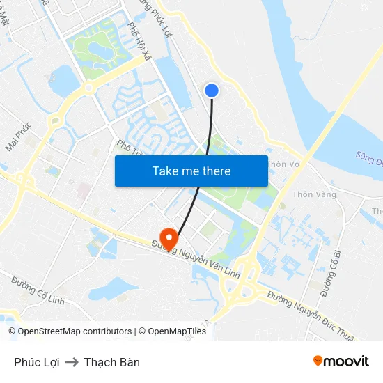 Phúc Lợi to Thạch Bàn map