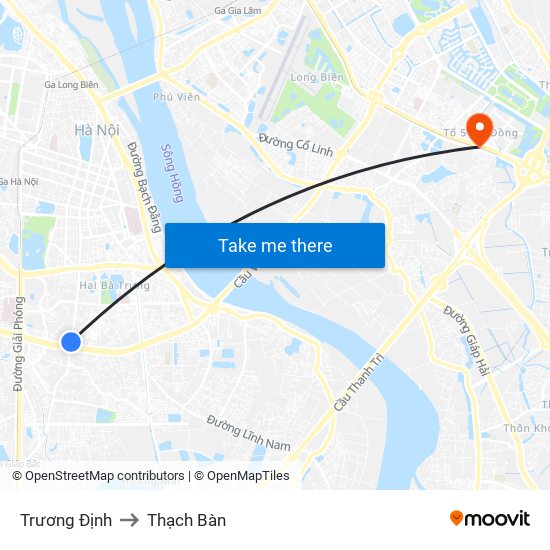 Trương Định to Thạch Bàn map