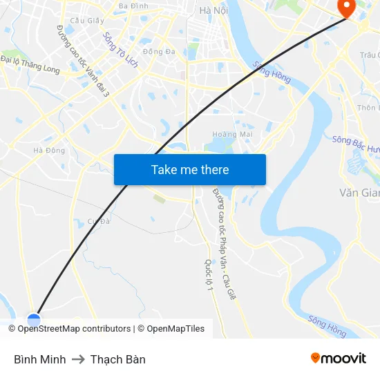 Bình Minh to Thạch Bàn map