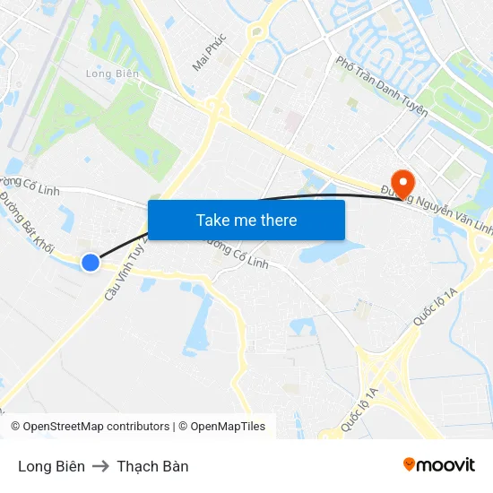 Long Biên to Thạch Bàn map
