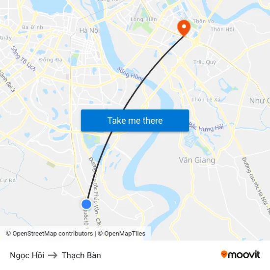 Ngọc Hồi to Thạch Bàn map