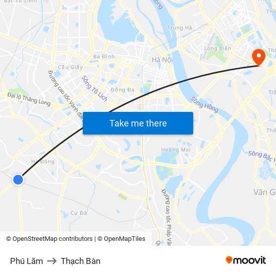 Phú Lãm to Thạch Bàn map