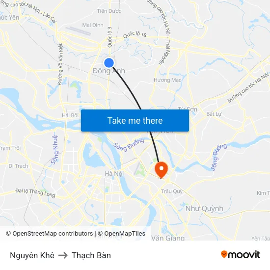 Nguyên Khê to Thạch Bàn map