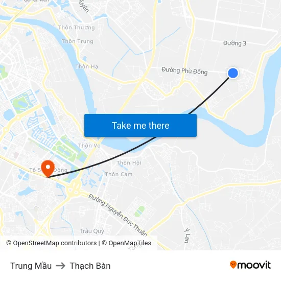 Trung Mầu to Thạch Bàn map