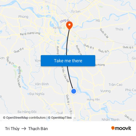 Tri Thủy to Thạch Bàn map