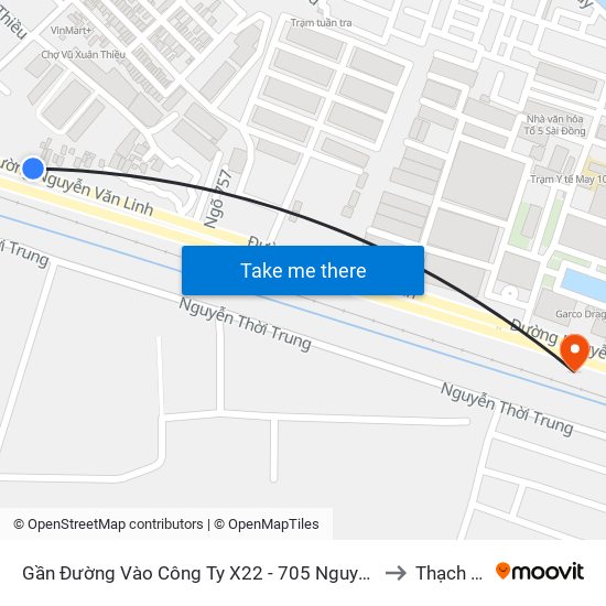 Gần Đường Vào Công Ty X22 - 705 Nguyễn Văn Linh to Thạch Bàn map