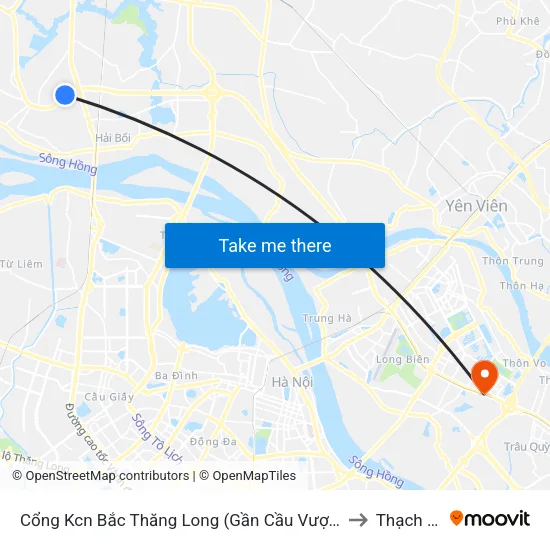 Cổng Kcn Bắc Thăng Long (Gần Cầu Vượt Bộ Hành) to Thạch Bàn map