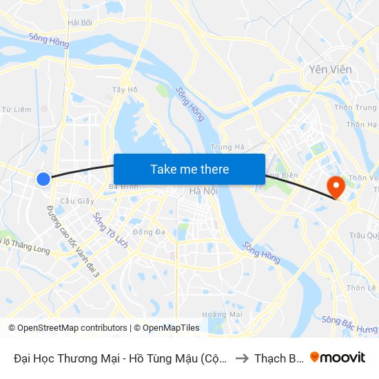 Đại Học Thương Mại - Hồ Tùng Mậu (Cột Sau) to Thạch Bàn map