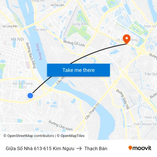 Giữa Số Nhà 613-615 Kim Ngưu to Thạch Bàn map