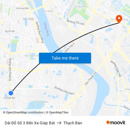 Dải Đỗ Số 3 Bến Xe Giáp Bát to Thạch Bàn map