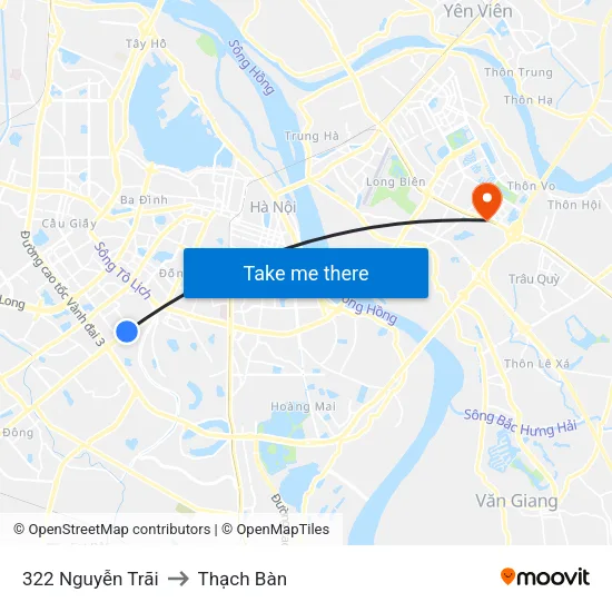 322 Nguyễn Trãi to Thạch Bàn map