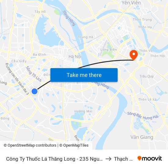 Công Ty Thuốc Lá Thăng Long - 235 Nguyễn Trãi to Thạch Bàn map