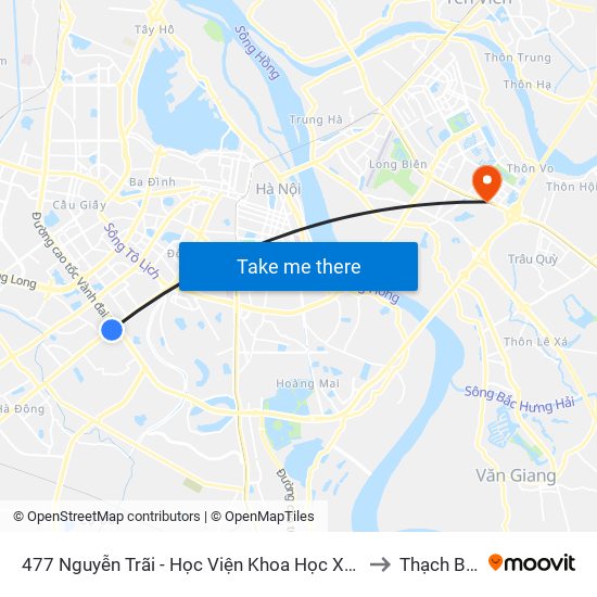 477 Nguyễn Trãi - Học Viện Khoa Học Xã Hội to Thạch Bàn map