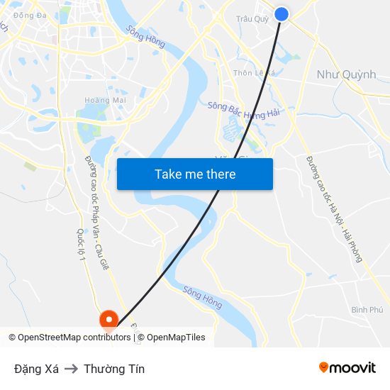 Đặng Xá to Thường Tín map