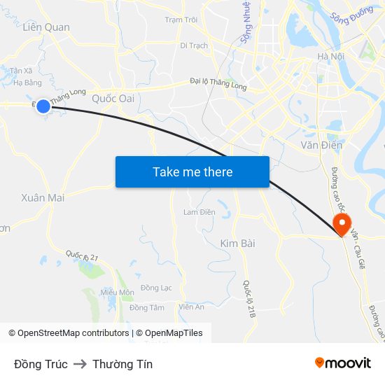 Đồng Trúc to Thường Tín map