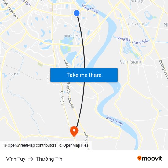 Vĩnh Tuy to Thường Tín map