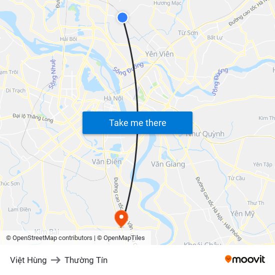 Việt Hùng to Thường Tín map