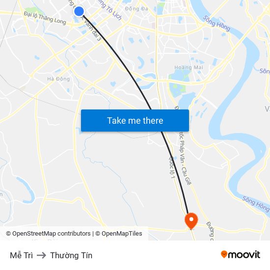 Mễ Trì to Thường Tín map