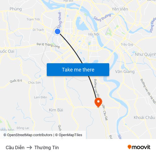 Cầu Diễn to Thường Tín map