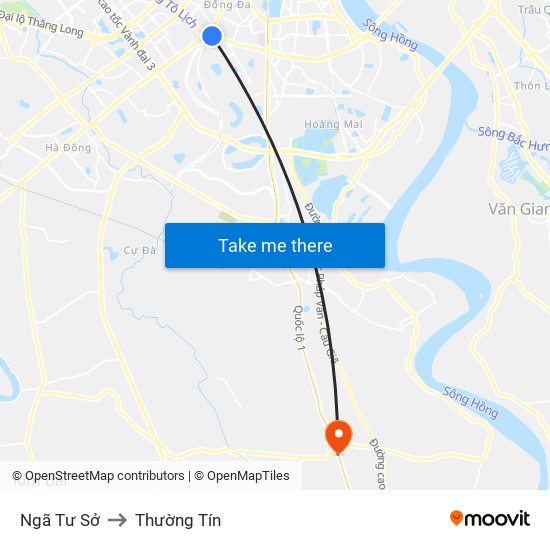 Ngã Tư Sở to Thường Tín map