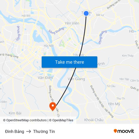 Đình Bảng to Thường Tín map