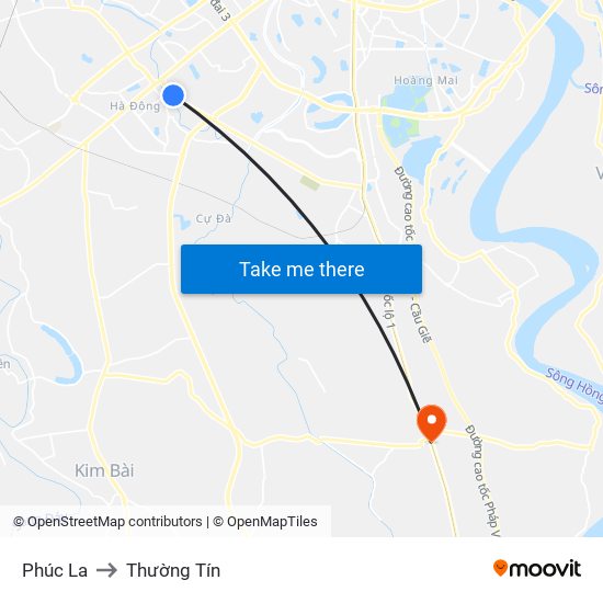 Phúc La to Thường Tín map