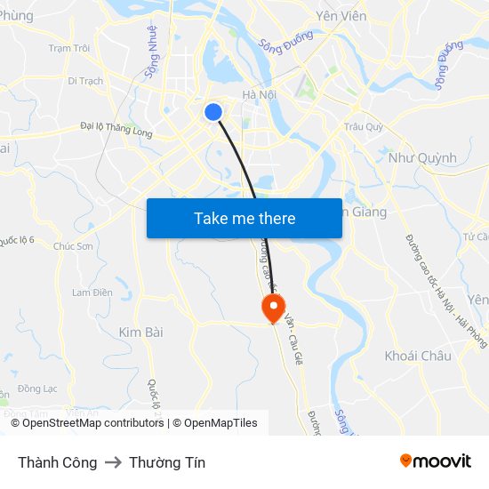 Thành Công to Thường Tín map