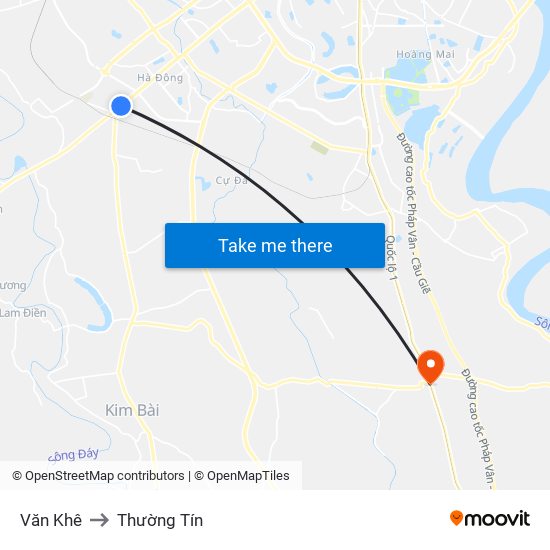 Văn Khê to Thường Tín map