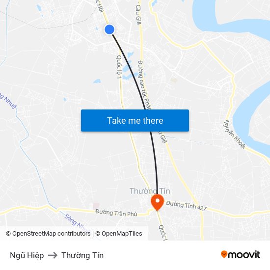 Ngũ Hiệp to Thường Tín map