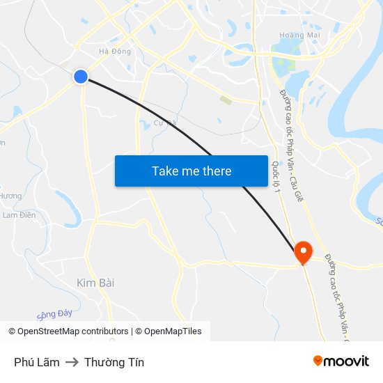 Phú Lãm to Thường Tín map