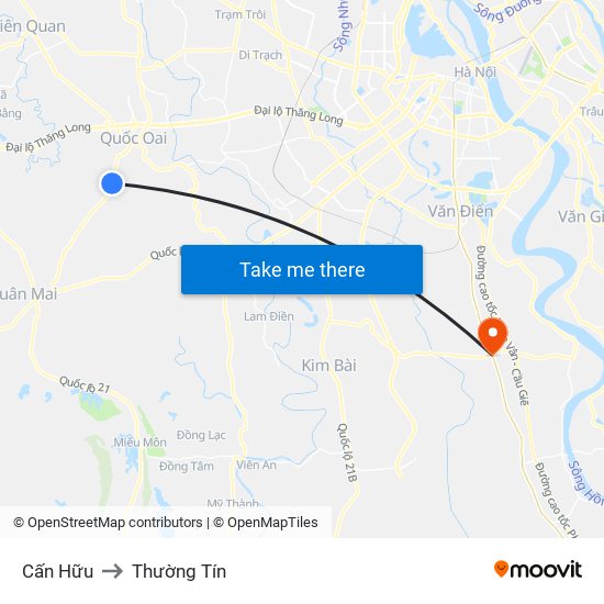 Cấn Hữu to Thường Tín map