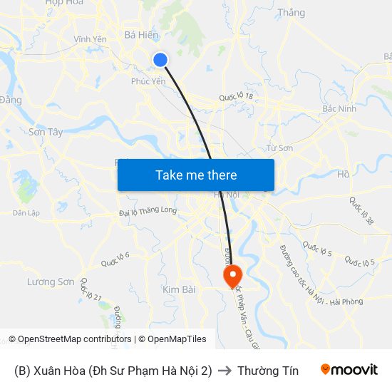 (B) Xuân Hòa (Đh Sư Phạm Hà Nội 2) to Thường Tín map