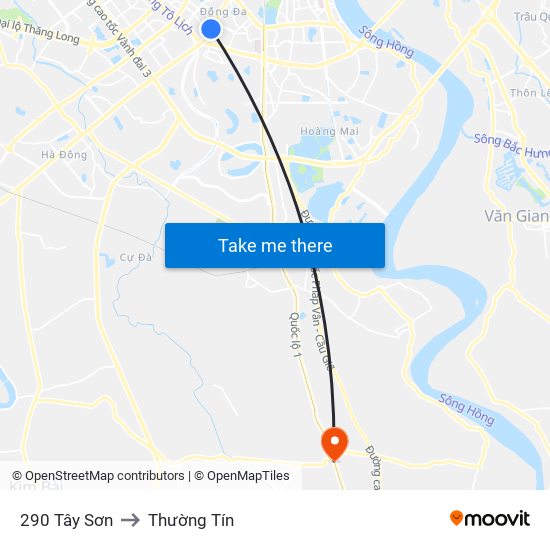 290 Tây Sơn to Thường Tín map