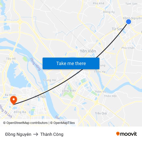 Đồng Nguyên to Thành Công map