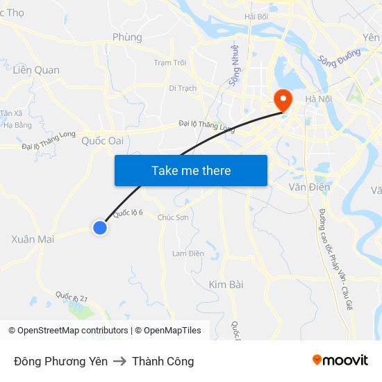 Đông Phương Yên to Thành Công map