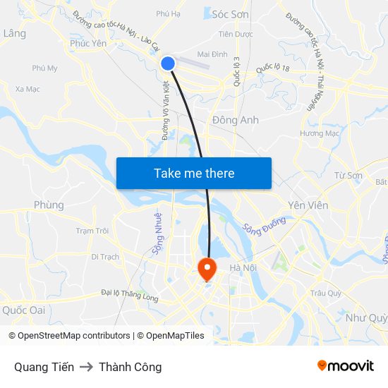 Quang Tiến to Thành Công map