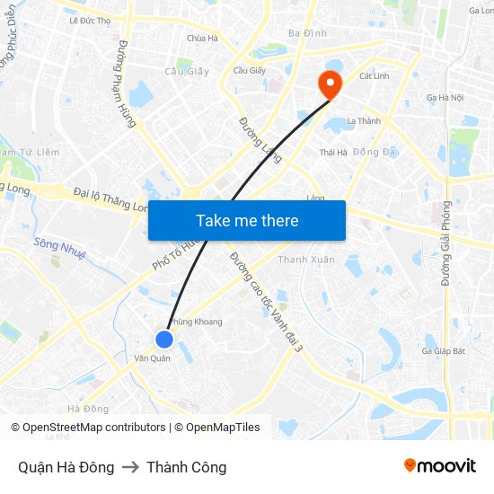 Quận Hà Đông to Thành Công map