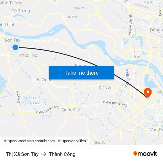 Thị Xã Sơn Tây to Thành Công map