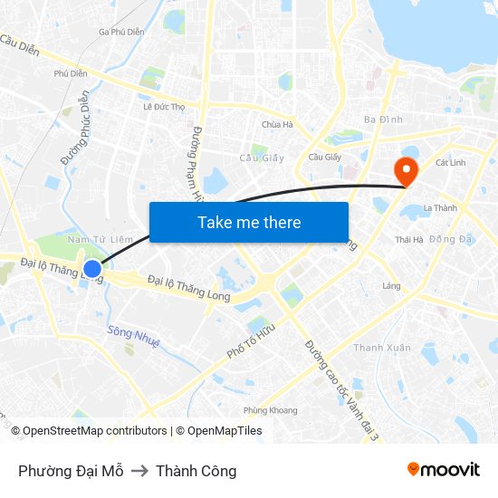 Phường Đại Mỗ to Thành Công map